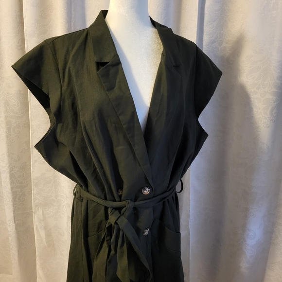 NWT City Chic Women Dress Lafayette, Size XL/22, Green, Linen Blended, Office - Picture 6 of 16